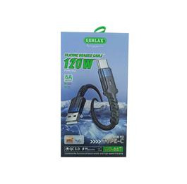 Кабель Type-C Gerlax GD-66T 6A/120W/QC3.0 ткан чор