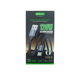 Кабель Type-C Gerlax GD-70T 6A/120W/QC3.0 нейл чор
