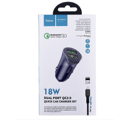 АЗП iPhone Hoco Z39 3.4А/18W/2USB/QC3.0 синє