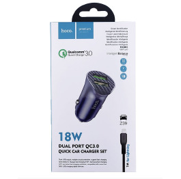 АЗП iPhone Hoco Z39 3.4А/18W/2USB/QC3.0 синє