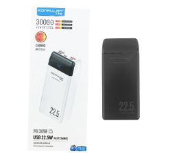 Павербанк 30000mA Konfulon P30Q 2USB/22.5W/PD20W/QC3.0/LED чор
