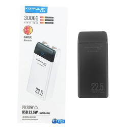 Павербанк 30000mA Konfulon P30Q 2USB/22.5W/PD20W/QC3.0/LED чор