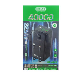 Павербанк 40000mA Gerlax GP-424P 4USB/3A/PD20W/22.5W/QC3.0/ліхтар/LED