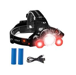 Ліхтар налобний Police 3000-T6+2XPE(RED), 2x18650, signal light, ЗУ Type-C