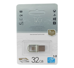 USB  32GB 3.0 T&G 104 USB+Type-C сталева
