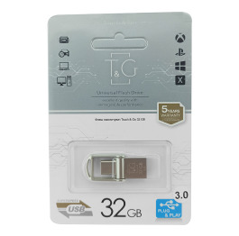 USB  32GB 3.0 T&G 104 USB+Type-C сталева