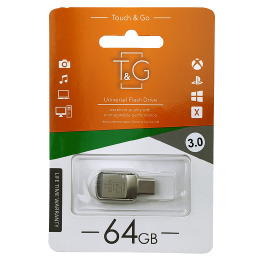 USB  64GB 3.0 T&G 104 USB+Type-C сталева