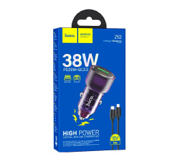 АЗП iPhone (PD+USB) Hoco Z52 3A/1USB/QC3.0/38W/PD20W фіол
