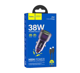 АЗП Micro Hoco Z52 3А/1USB/38W/QC3.0/PD20W фіолет