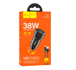 АЗП Micro Hoco Z52 3А/1USB/38W/QC3.0/PD20W чор