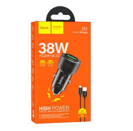 АЗП Micro Hoco Z52 3А/1USB/38W/QC3.0/PD20W чор