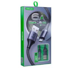 Кабель Type-C Gerlax L33T 6А/QC3.0/MI ткан чор