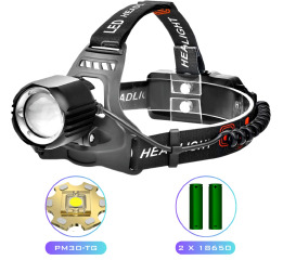 Ліхтар налобний PLD-T115-PM30-TG, 2x18650, ЗП Type-C, zoom