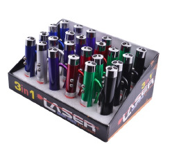 Ліхтарик-лазер 117-2LED карабин, 3xLR44 (24)