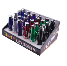 Ліхтарик-лазер 117-2LED карабин, 3xLR44 (24)