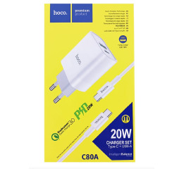 МЗП Type-C (PD+USB) Hoco C80A біл