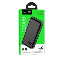 Павербанк  20000 Hoco J123A 3A/2USB/QC3.0/22.5W/PD20W (input Lightning/micro/Type-C 18W) чор