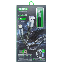 Кабель iPhone Gerlax GD-51L 6А ткан сір