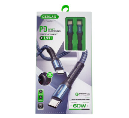 Кабель Type-C (PD) Gerlax L9T 60W/QC3.0 ткан син