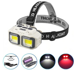 Ліхтар налобний HX-816S-2COB(white+red), Waterproof, 1x18650,Type-C