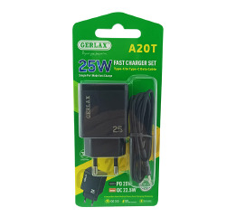 МЗП Type-C (PD+USB) Gerlax A20T 1USB/PD25W чор