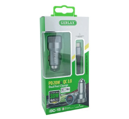 АЗП Type-C (PD+USB) Gerlax GC-15 6A/1USB/38W/QC3.0/PD20W мет сір