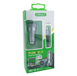 АЗП Type-C (PD+USB) Gerlax GC-15 6A/1USB/38W/QC3.0/PD20W мет сір