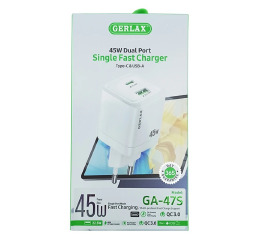 Блочок 2в1 (USB+PD) Gerlax GA-47S БІЛ 3A/QC3.0/45W/PD
