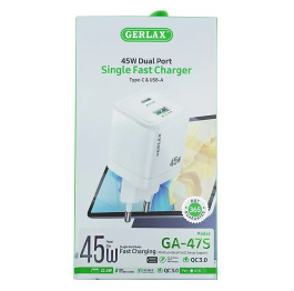 Блочок 2в1 (USB+PD) Gerlax GA-47S БІЛ 3A/QC3.0/45W/PD