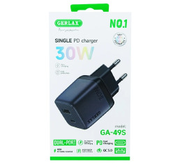 Блочок 2в1 (USB+PD) Gerlax GA-49S ЧОР USB/30W/QC3.0/PD