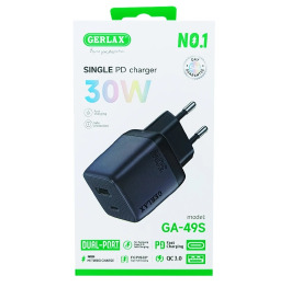 Блочок 2в1 (USB+PD) Gerlax GA-49S ЧОР USB/30W/QC3.0/PD