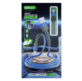 Кабель Micro Gerlax L6V 6А/QC3.0 ткан син