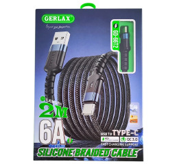 Кабель Type-C 2м Gerlax GD-66T2 6A/120W/QC3.0 ткан чор