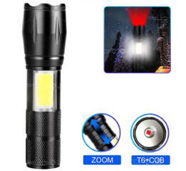 Ліхтар C609-T6(Red)+COB(White), Li-Ion акум microUSB, zoom