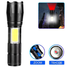 Ліхтар C609-T6(Red)+COB(White), Li-Ion акум microUSB, zoom
