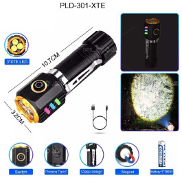Ліхтар NIGHT VISION 301-3XTE, 1x18650 Type-C, магніт