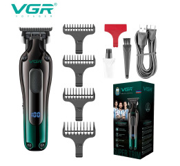 Тример VGR V-998 GREEN, 4 насадки, LED display