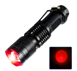 Ліхтар K11-XPE(Red), 1хАА/1x14500, 1 РЕЖИМ, zoom, затискач