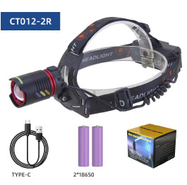 Ліхтар налобний NIGHT VISION CT012-2R-TG, 2x18650, ЗП Type-C, zoom