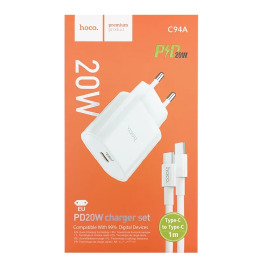 МЗП Type-C (PD) Hoco C94A 3A/QC3.0/PD20W біл
