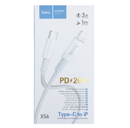 Кабель iPhone (PD) Hoco X56 3A/20W ткан біл