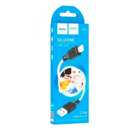 Кабель iPhone Hoco X90 2.4A силік біл