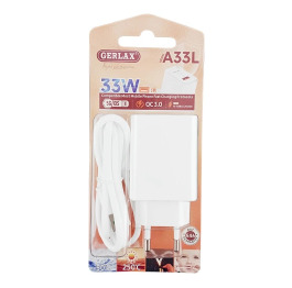 МЗП iPhone Gerlax A33L 3A/1USB/33W/QC3.0 біл