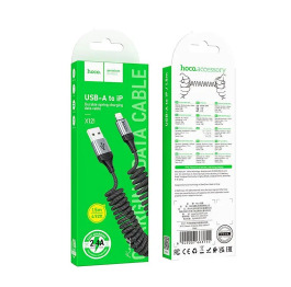 Кабель iPhone Hoco X121 2.4А пруж чор