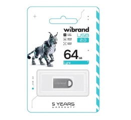 USB  64GB 2.0 Wibrand Lynx series metal срібна (коротка)