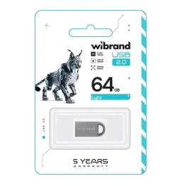 USB  64GB 2.0 Wibrand Lynx series metal срібна (коротка)