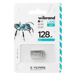 USB 128GB 3.2 Wibrand Gen1 Ant series metal срібна (коротка)