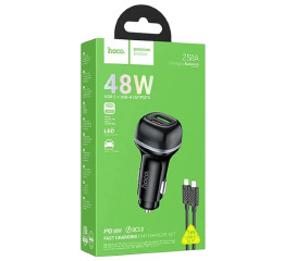 АЗП Type-C (PD+USB) Hoco Z58A 3A/1USB/48W/PD30W/QC3.0 чор
