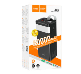 Павербанк  40000 Hoco J86 2USB/QC3.0/22.5W/PD20W/диспл/ліхтар чор