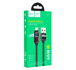 Кабель Type-C Hoco U137 5A/66W/Led дис ткан чор